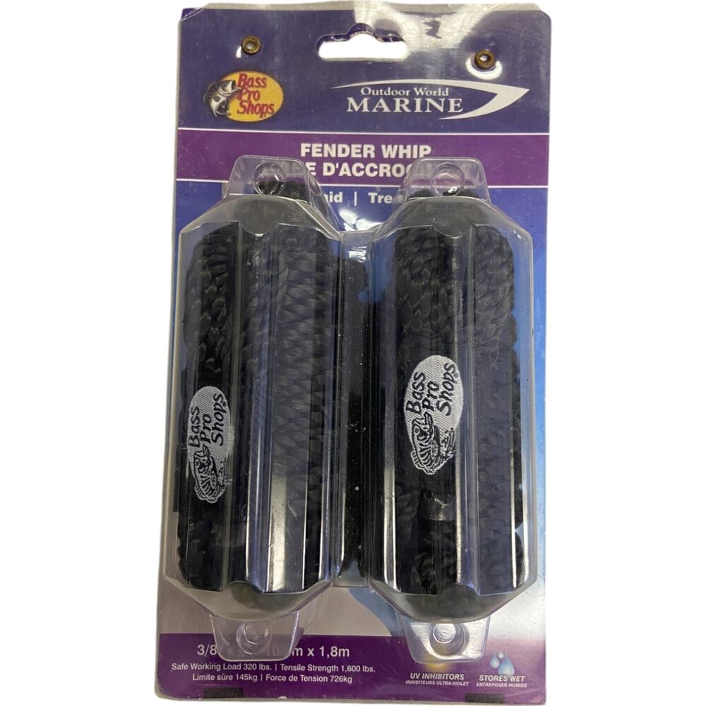 Bass Pro Shops Braided Fender Whips Outdoor World Marine Black NWT